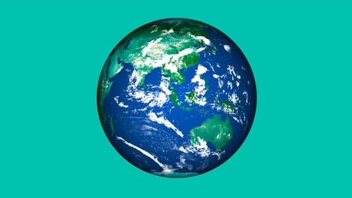 Realistischer 3D-gedrehter Erdplanet mit Wissenschaft. Vom Weltall aus gesehen