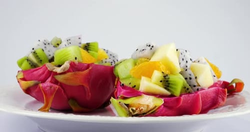 Dragon Fruit Bowl with Tropical Fruit Salad