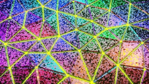 Multicolor Triangular Waves on Fluorescent Yellow Background Abstract Animation Loop in 1080HD