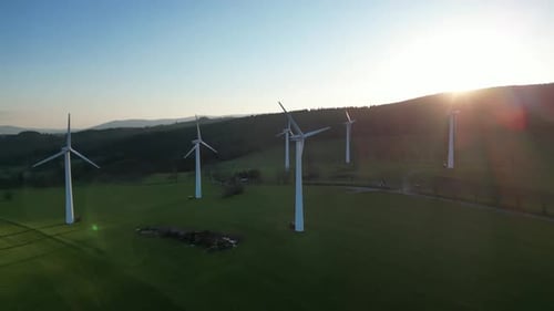 Wind Farm At Sunset