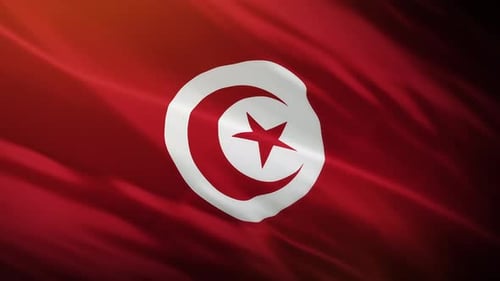Realistic Waving Tunisian Flag Loop Animation