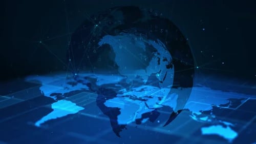 Visualización digital de la red terrestre en luz azul