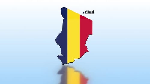 Animated 3D Map of Chad Revealing National Flag and Location