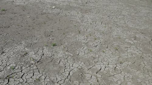 Cracked Dry Land Aerial Shot of Arid Desert