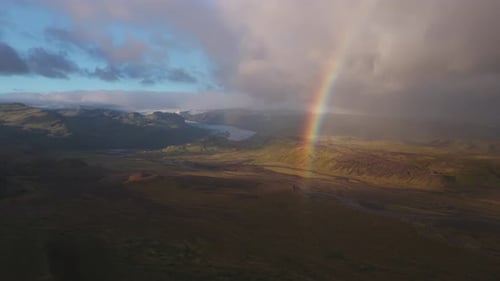 Aerial view of Solheimajokull glacier, Iceland.