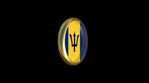 Barbados Flag Animated 3D Button Badge