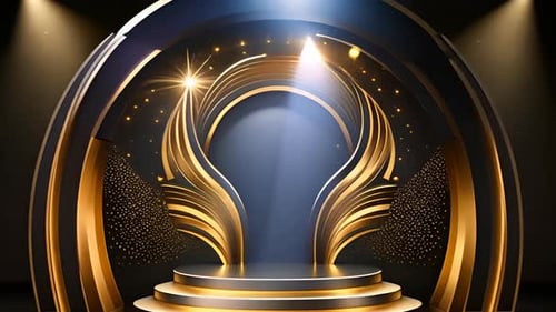 Elegant Golden Stage Backdrop for Awards Ceremonies and Corporate Events