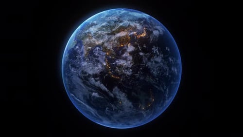 Spining Night Earth Transparent Alpha Loop