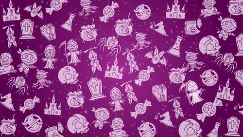 Animated Spooky Halloween Icons Looping Background