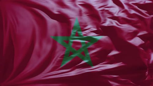 Photorealistic Waving Flag of Morocco Seamless Loop Animation
