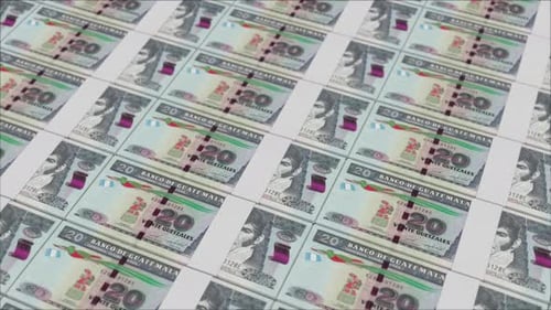 20 GUATEMALAN QUETZAL banknotes printed by a money press