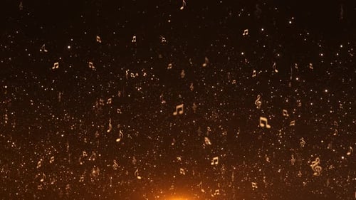 Elegant Golden Music Notes Concert or Event Background Gold Particle Dust