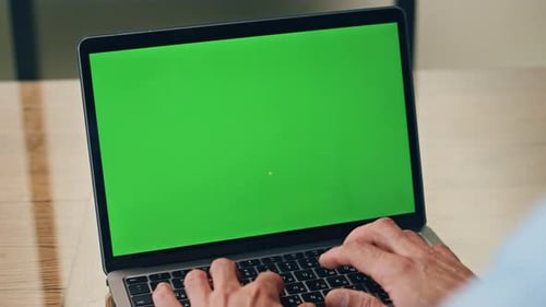 Businessman Hands Working Mockup Computer Indoors Close Up