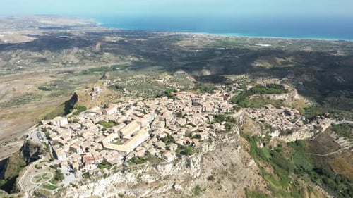 Aerial video of Italian Medieval village of Gerace, Calabria