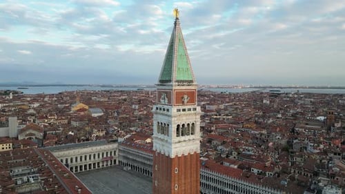 Venice City Aerial View of St Mark's Campanile Italy
