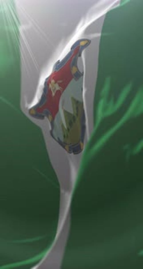 Vertical Waving Flag Animation with Stylized Emblem