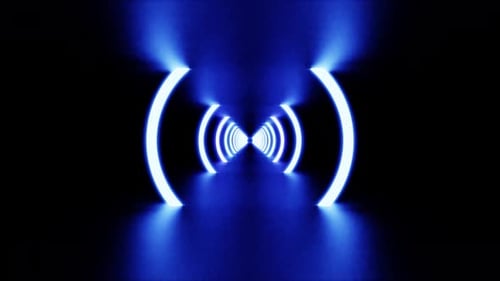 Bright Blue Neon Round Tunnel Vj Loop Background Animation
