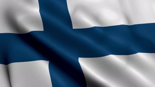 Finland National Flag Waving Seamless Loop Animation
