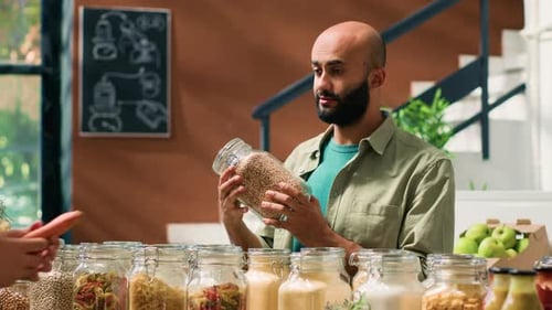 Customer Buys Grains and Vegetables at Zero Waste Store