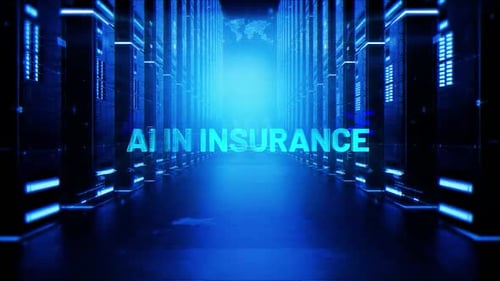 Ai In Insurance Words On Hologram Data Center Background