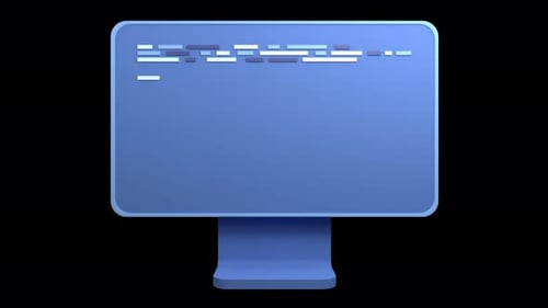 Minimalist Computer Screen with Abstract Code Animation