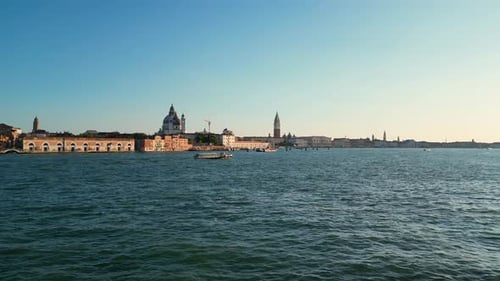 Venice Aerial View of Basilica Grand Canal St Mark's Square Sunset Italy