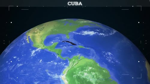 Futuristic Globe Zoom to Country with HUD Overlay