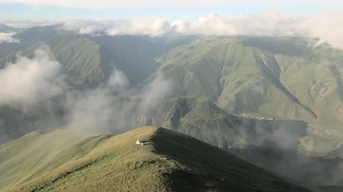 Tent Stand In Beautiful Green Mountains