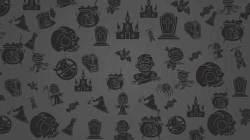 Animated Flat Design Halloween Icons Looping Background