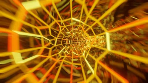 Dynamic Glowing Geometric Tunnel Flythrough Background