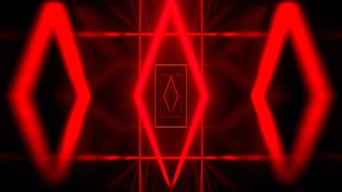 Red And Orange Corridor With Neon Frames Background Vj Loop I 4K