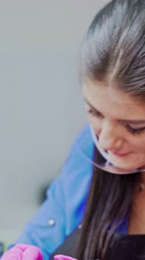 Aesthetician Performs Microblading Procedure on Client