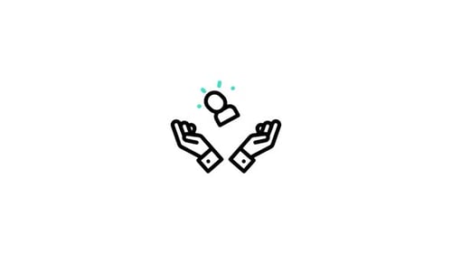 Animated Minimalist Icon of Hands Supporting a Person