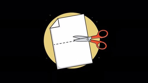 Flat Design Animation of Scissors Cutting Paper