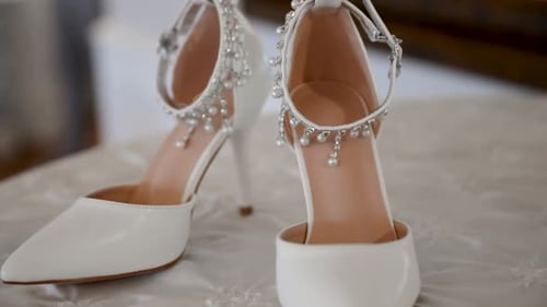 Elegant White Heels with Embellishments for Wedding