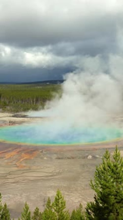 Grand Prismatic Overlook Yellowstone National Park Wyoming USA Vertical Video