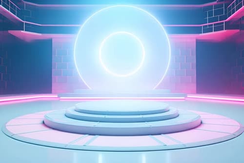 podium Futuristic showcase with platform for product displaying. Empty modern stage display