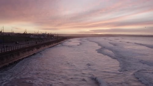 Coastal Cityscape at Sunrise or Sunset