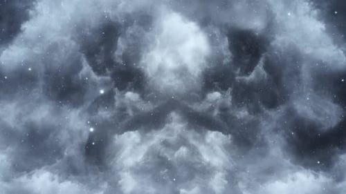 Abstract Nebula Clouds and Light Particles on Blue