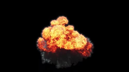Massive Fireball Explosion on Transparent Background