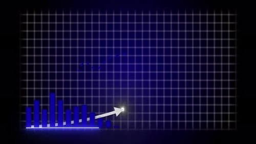 Animated Business Growth Bar Graph with Upward Trend Line