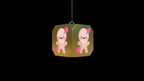 Animated Golden Lantern with Voodoo Doll for Halloween Celebrations