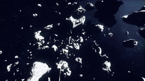Cinematic 3D Animation of Asteroid Field in Deep Space