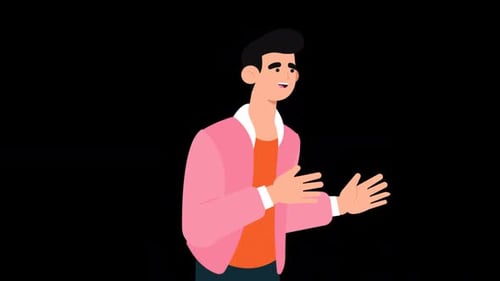 Young Character Man Talking About Business Alpha Channel