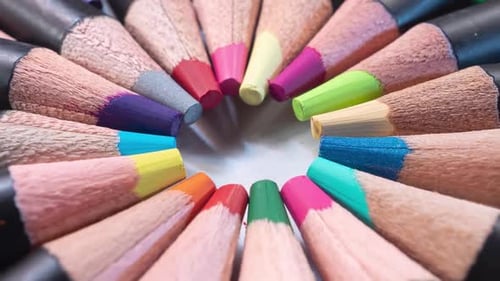 Colorful Pencils Arranged in a Circular Pattern