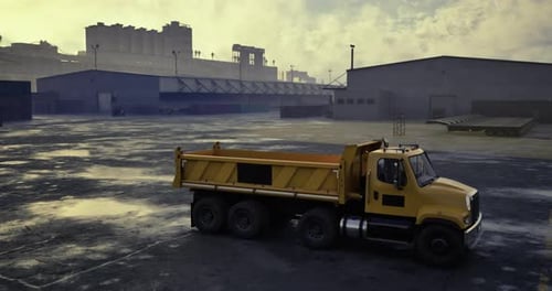 Heavy Duty Yellow Dump Truck 3D Animation
