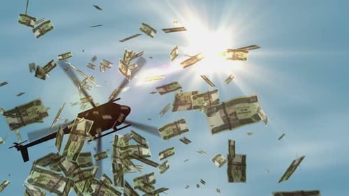 Ethiopia Birr ETB 100 banknotes helicopter money dropping