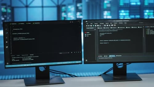 Computers in Empty Data Center Facility Managing Servers Energy Consumption
