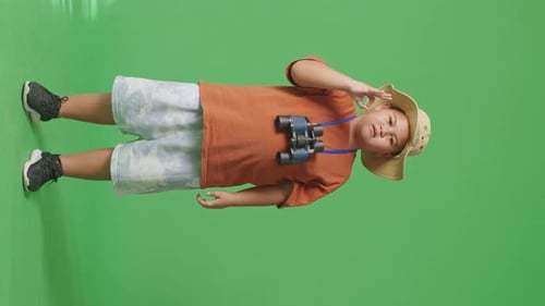 Tourist Boy Researcher Smiling, Showing Okay Gesture On Green Screen Background