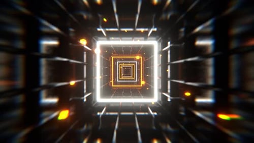 Orange And White Neon Strobe Frame Tunnel Background VJ Loop l 4K